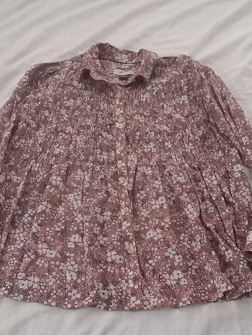 Pilcro And The Letterpress Pink Floral Pintuck Button-Up Blouse XS